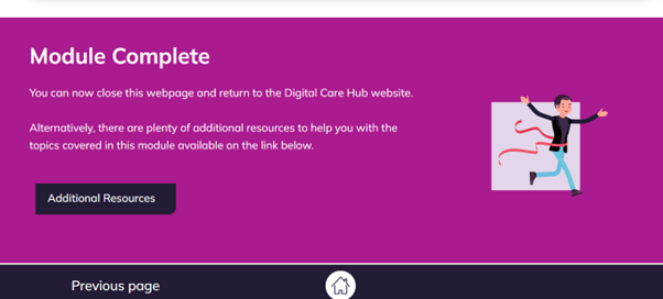Finish A Module Complete a module - Digital Care Hub